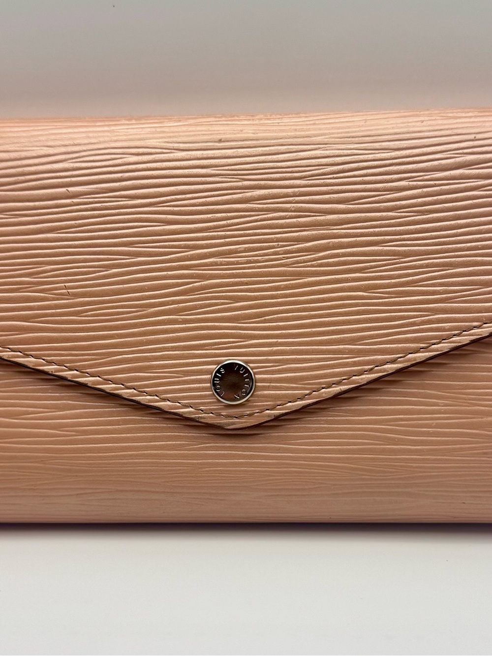 Louis Vuitton Sarah Blush Epi Leather Envelope Wallet with Branded Snap